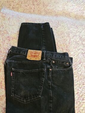 Levi's Black Denim Jeans with Tan Leather Patch